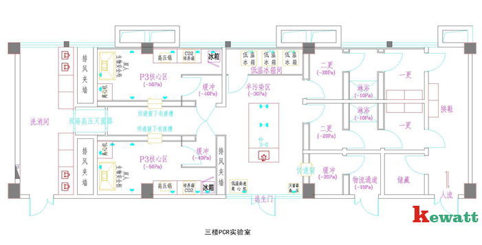 大型PCR擴(kuò)增實(shí)驗(yàn)樓設(shè)計(jì)圖